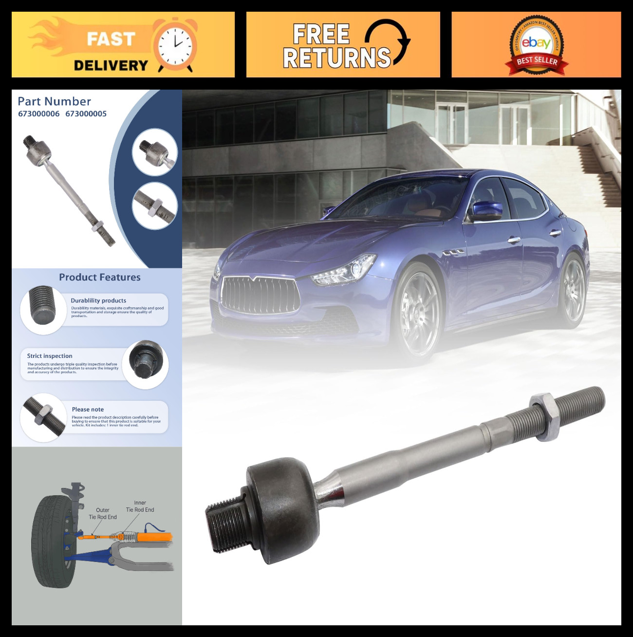 Maserati Ghibli 2014-2017 RIGHT+INNER Inner tie rod