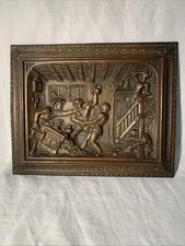 Ancien Bas Relief Laiton Repousse Collection 