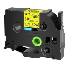Fit For Brother P-Touch Ratio 2:1 HSe-641 Heat Shrink Tube Black on Yellow 18mm