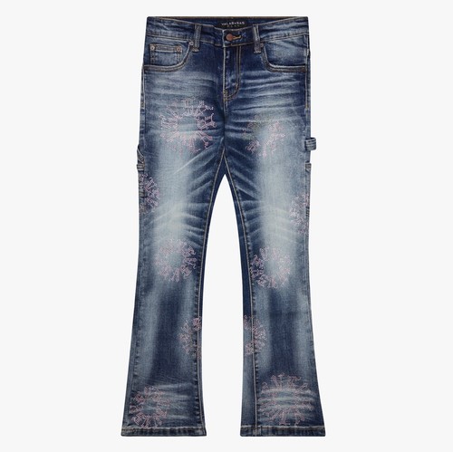 Y2K Valabasas Ringer Kids Stacked Flare Dark Blue Wash Jeans Size 5T - Picture 18 of 21