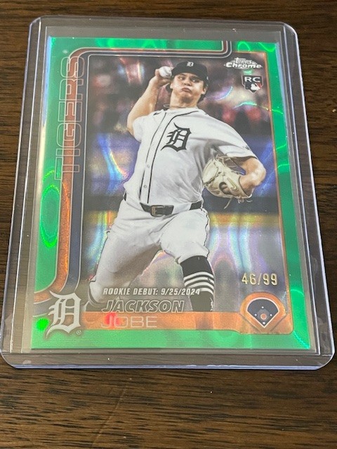 2025 Topps Chrome Update Series Jackson Jobe Green Wave 46/99 #USC48 Tigers