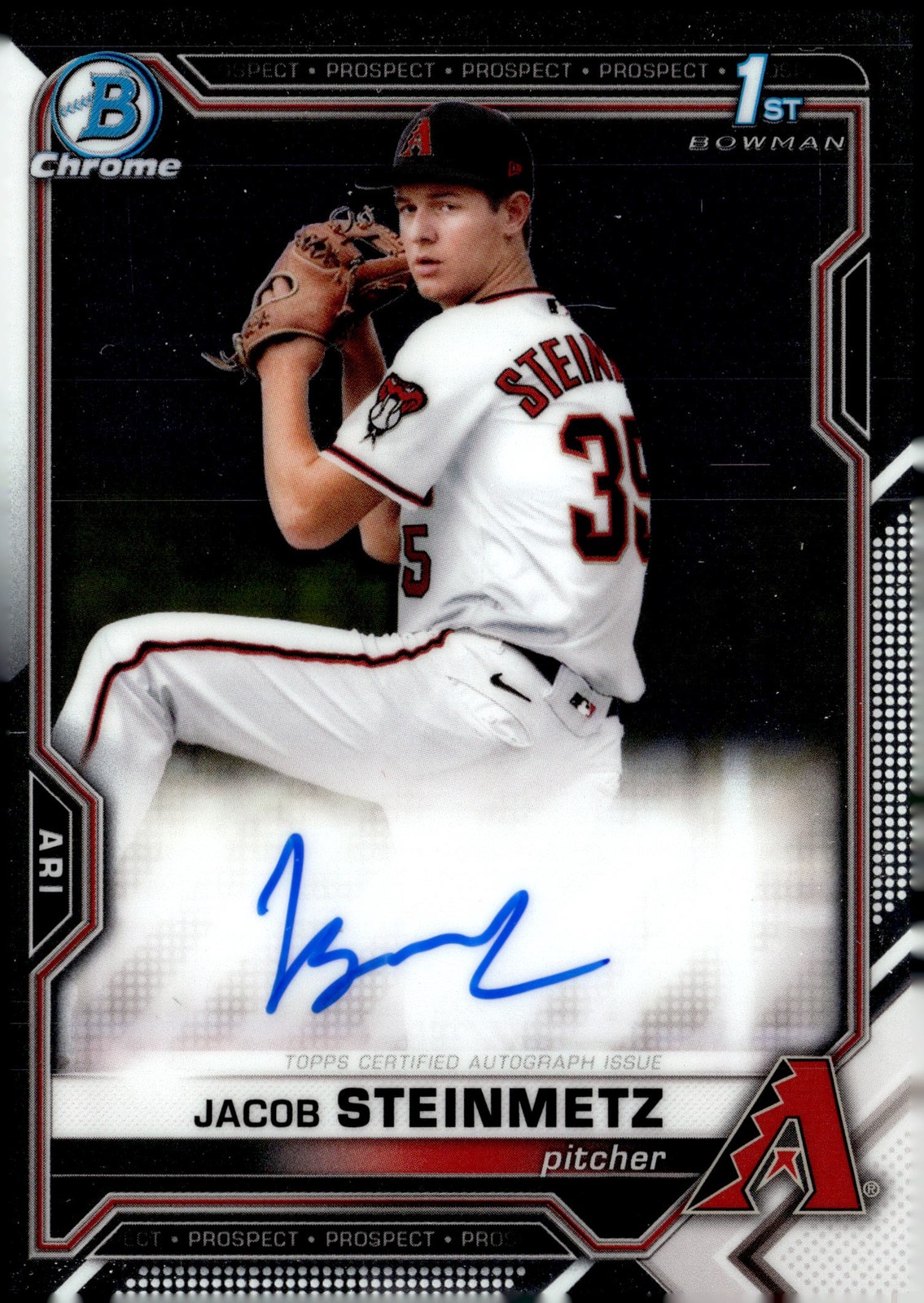 2021 Bowman Draft #CDA-JS Jacob Steinmetz Chrome Draft Pick Autographs