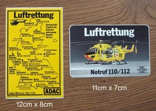 2 Aufkleber 1981 ADAC Luftrettung Deutschland Übersichtskarte Karte