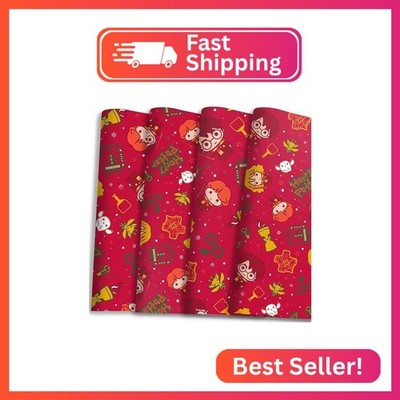 Harry Potter Chibi Christmas Wrapping Paper Featuring Harry, Ron, and Hermione -