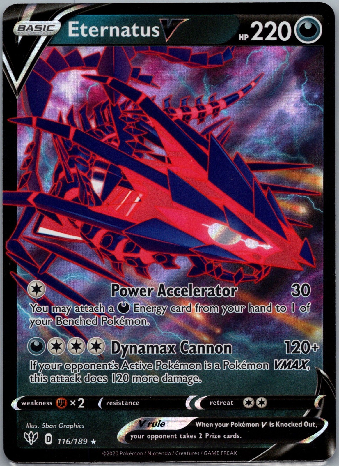 Eternatus V Holo Ultra Rare SWSH03: Darkness Ablaze 116/189 NM