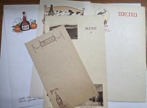 lot of 5 vintage French menus, excellent condition