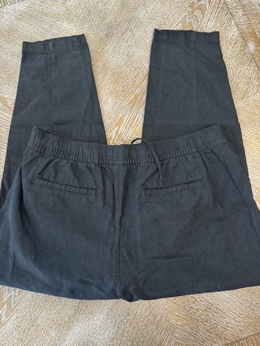 Old Navy Black Linen Blend Pants Large Drawstring Waist 34” Inseam 25” Pockets - Picture 6 of 7