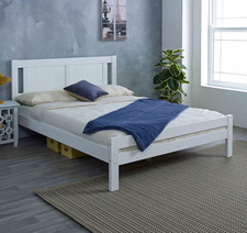 White Wooden Bed Frame 4ft6 Double 135x190cm Underbed Storage Happy Beds