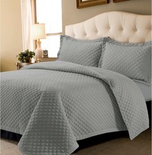 Brisbane Oversized King Quilt Bedding Set, Solid 3-Piece Quilted Bedspread