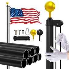 25 FT Heavy Duty Aluminum Flag Pole Kit, 14 Gauge Extra Thick Outdoor 25FT