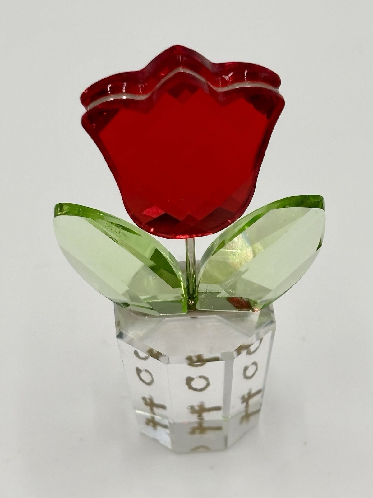 Swarovski Crystal Red Tulip Flower 2007 Anniversary Happy Flower Figurine EUC