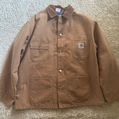 Carhartt 90s Michigan Chore Coat Made in USA Size 46 Brown - Rare 