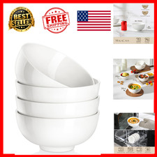 Cereal and Soup Bowls Set of 4 White 26 Oz Porcelain Microwave Safe Dinnerware