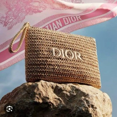 Christian Dior Pouch bag 2025 Original Limited Summer Rattan Beige
