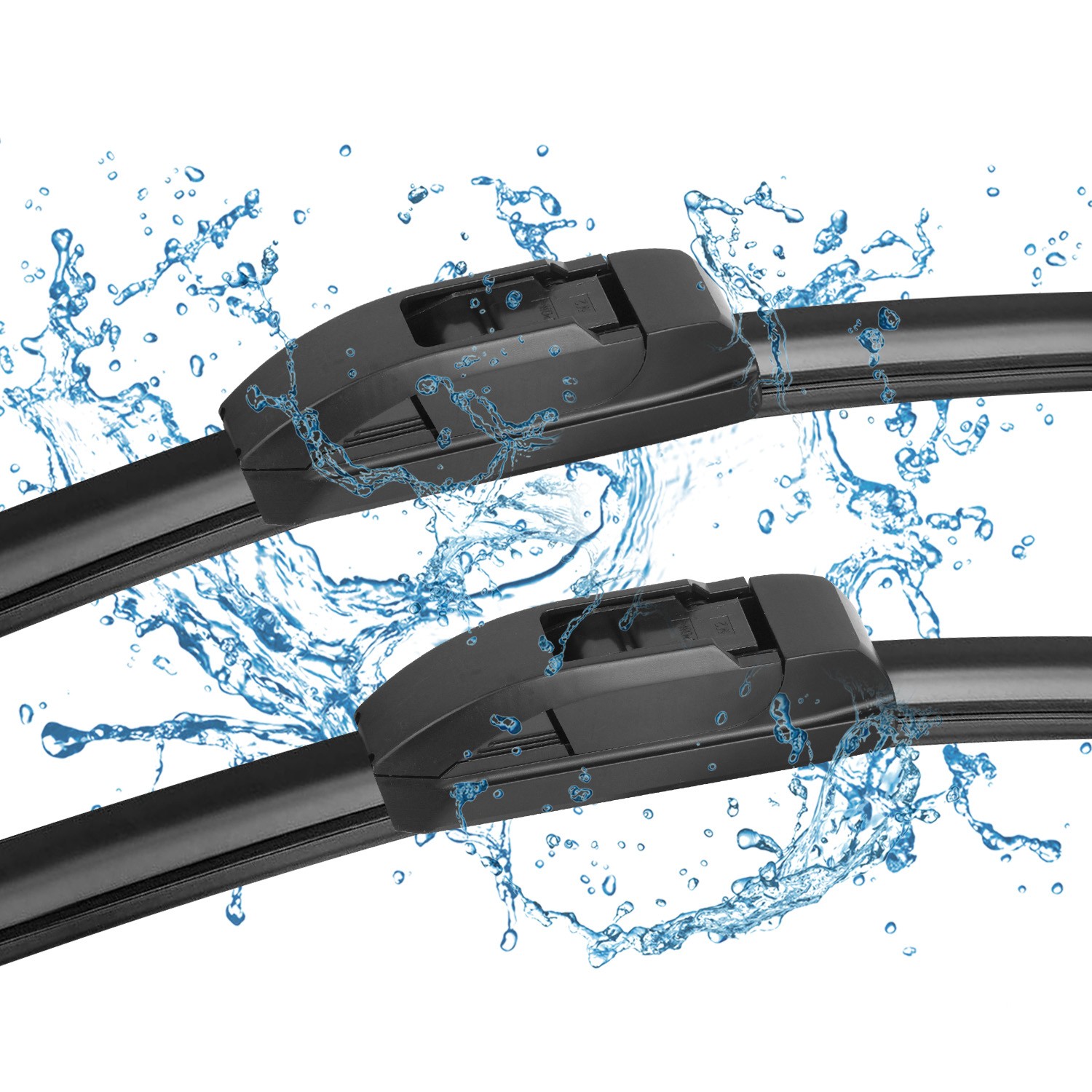 22" + 19" OEM Quality Bracketless Windshield Wiper Blades J-Hook Pair All Season