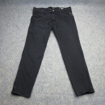 Replay Jeans Herren W36 L30 Grau Denim Anbass M914 Slim Fit Stretch Zip Fly 7411