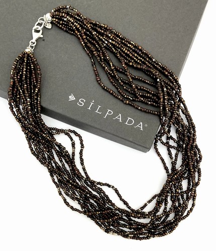 SILPADA Sterling Silver 12 STRAND BRONZE SEED BEAD Necklace~#N1815~RETIRED~NEW! - Picture 2 of 4