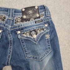 Miss Me Jeans Womens 28 Blue Boot Cut Embellished Rhinestone Denim Y2K