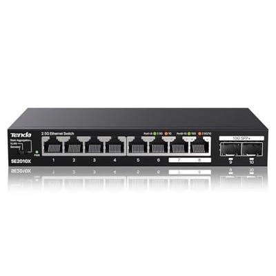 BLACK - TENDA 2.5GB ETHERNET SWITCH | 10 PORT 2.5G NETWORK SWITCH | VLAN &STATIC