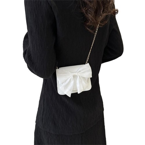 2023 Crossbody Bags Small Square Bag Solid Color Bowknot Chain Bag Lipsticks Bag - Picture 9 of 11