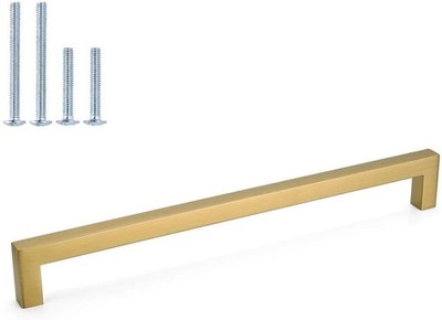 LONTAN 5x Schrankgriffe aus gebürstetem Messing 320 mm gold Küchenschubladengriffe