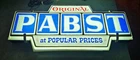 Vtg Original Pabst Blue Ribbon - "At Popular Prices" Beer Sign Light PBR 1970s