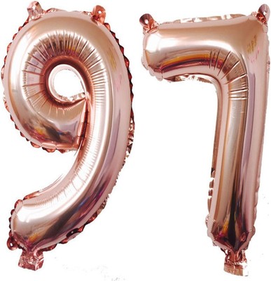 40inch Rose Gold Foil 97 Helium Jumbo Digital Number Balloons, 97th Birthday Dec