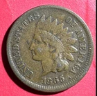 1865 US Indian Head Cent! Very Fine! Civil War Days! Old US Coin!