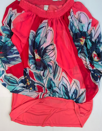 Chico’s Tropical Floral Maxi Skirt Women’s Size 1 Multicolor Coral Blue Boho - Picture 5 of 12