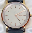 DKNY NY2341 Ladies Soho Rose Gold Plated Grey Leather Strap Watch