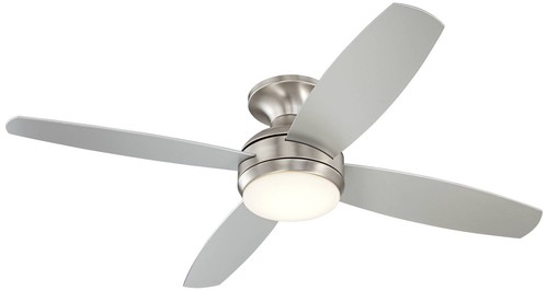 52" Elite Modern Hugger Indoor Ceiling Fan with LED Light Remote Control Nickel - Picture 2 of 7