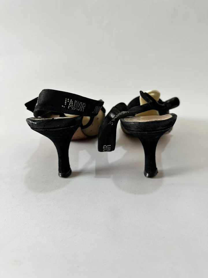 Christian Dior Mesh Suede Crystal J'Adior Slingback 100mm Pumps Black Size 41 EU - Image 4 of 4
