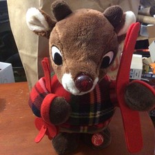 RUDOLPH The Red Nosed Reindeer Plush Walking Singing Animated DanDee 12  Skis