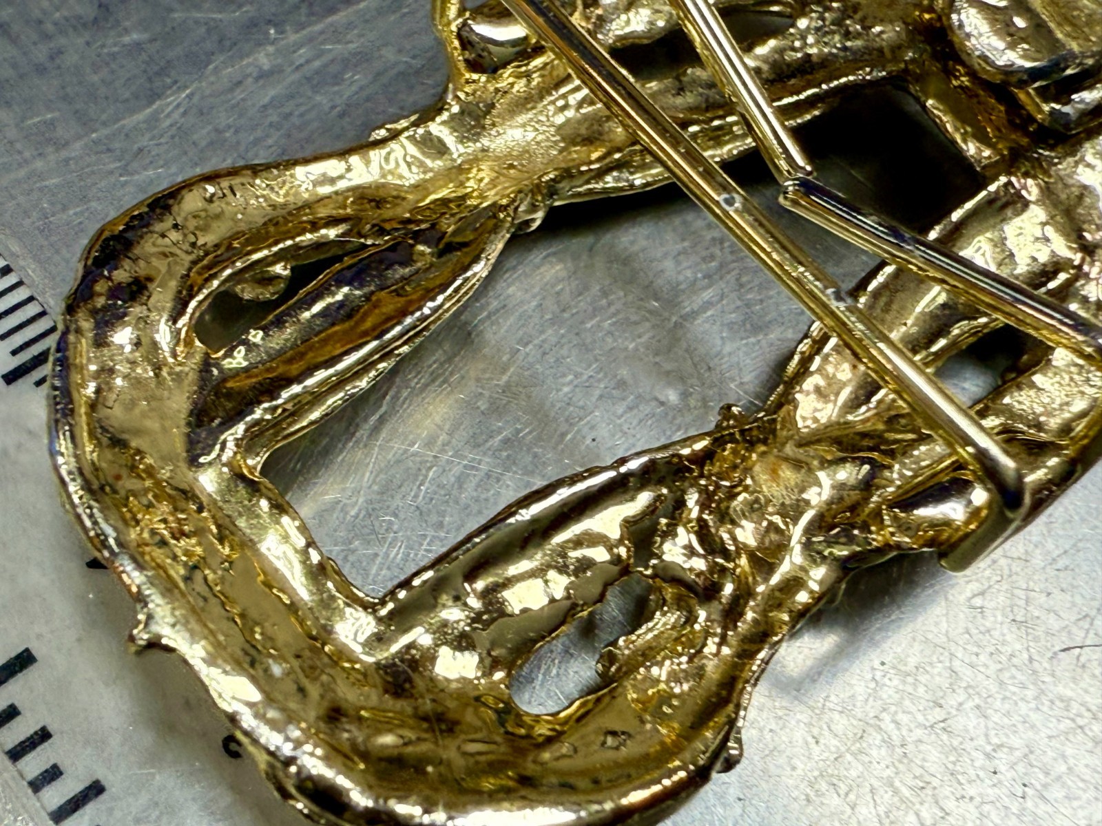 Bamboo Knotted Interlocking Two Piece Vintage Gol… - image 7