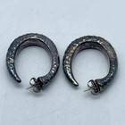 Sterling Silver 925 Hammered Crescent Hoop Earrings 1 5/8" 15.2g — photo 2