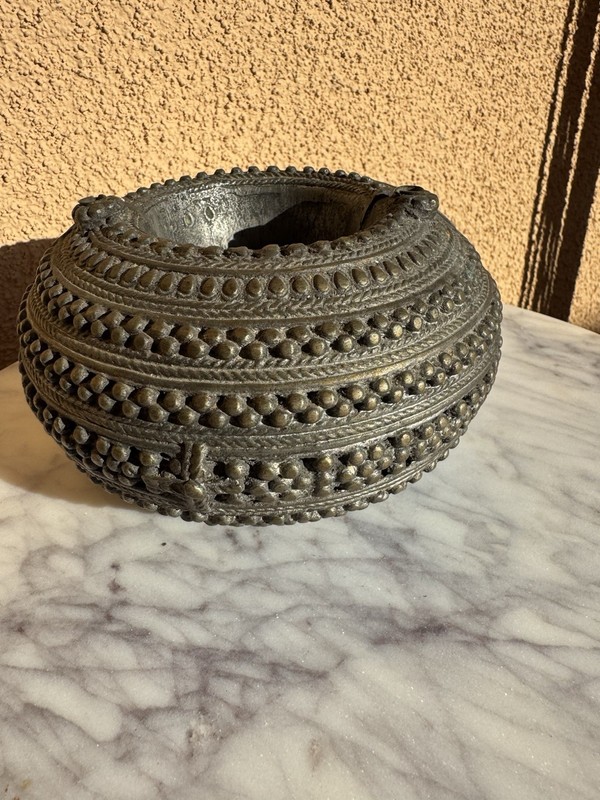 ❤️ Antique Bedouin Tribal Dhokra Brass Bracelet Anklet trinket dish Vide Poache