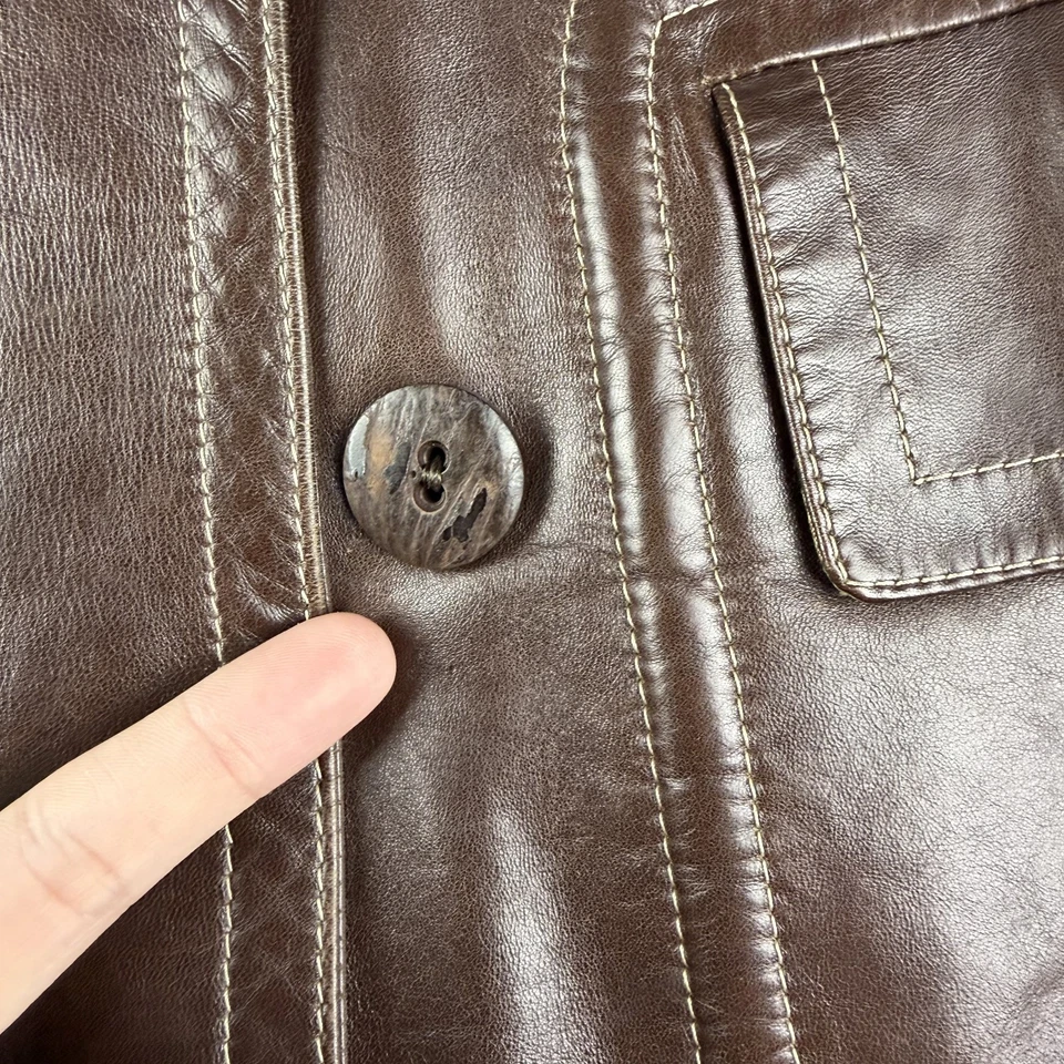 Chaqueta Chaquetón De Colección Cortefiel Cuero Marrón Para Hombre Estilo Años 70 Doble Pecho Talla 38 Foto 4 de 4