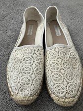 White lace espadrilles – size 8 summer flats. Perfect For Spring, Summer,holiday