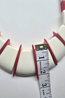 Vtg Red & White Statement Necklace Chunky Lucite Geometric Panels Art Deco Flair — photo 3