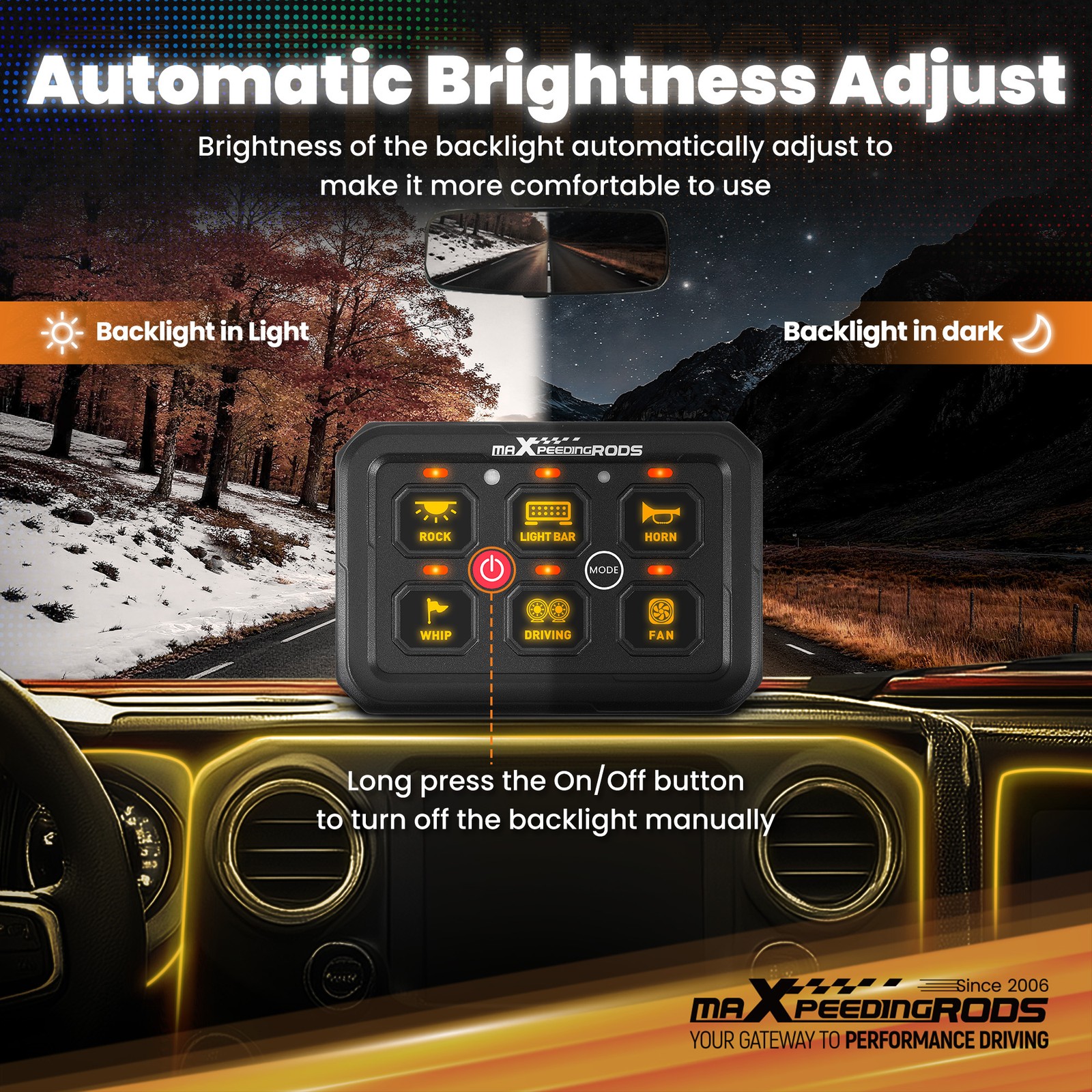 Touch Switch Panel Universal For Off-Road ATV Truck Boat 6 Gang RGB 60A 12V-24V