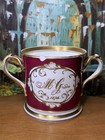 Antique 1874 Painted Porcelain Loving Cup Mug – Ornate Gold Monogram — photo 4