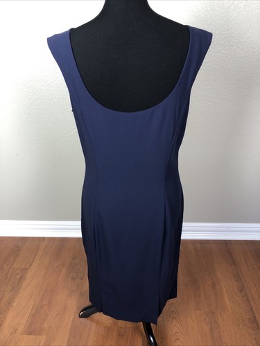 Ralph Lauren Black Label $698 Size 8/10 M 100% Wool Sheath Dress Silk Lined Navy - Picture 6 of 11