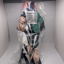 Dammit Doll 12” Cloth Stress Reliever Floral Print w/pink Yarn Hair NWT