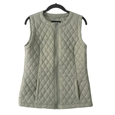 Centigrade Women's Lightweight Quilted Full Zip Green Vest Pockets XXS NWOT
