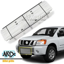 Fits 2004-15 Nissan Titan/04-07 Armada Billet Chrome Front Grille  Bumper Grill