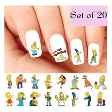 Simpsons Water Slide Nail Decals - Fun & Colorful Stickers for DIY Nail Art