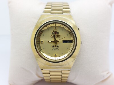 Orient Kristall Automatik Herrenuhr Day-Date Japan Made Gebraucht 21 Juwelen