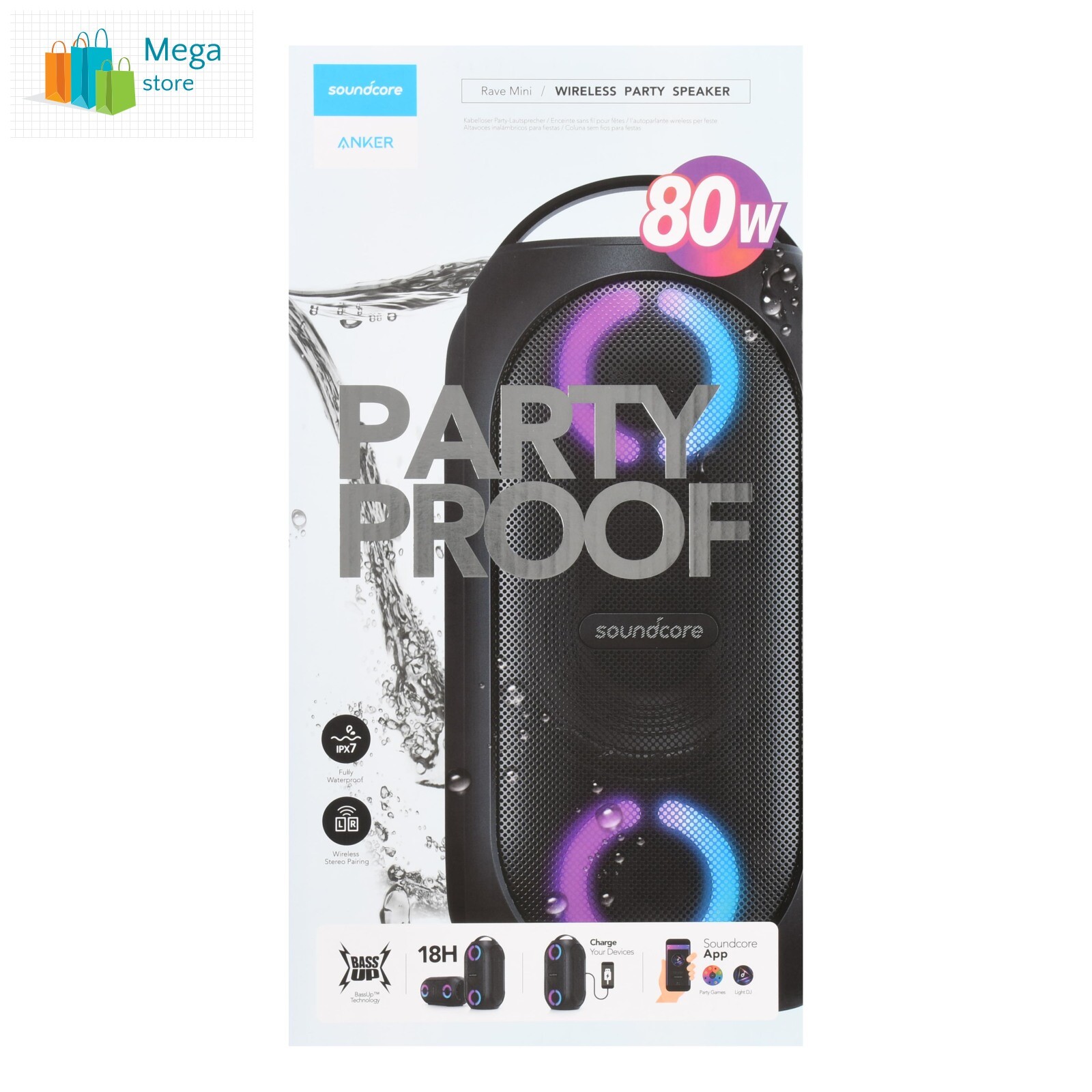 anker soundcore rave mini portable party speaker