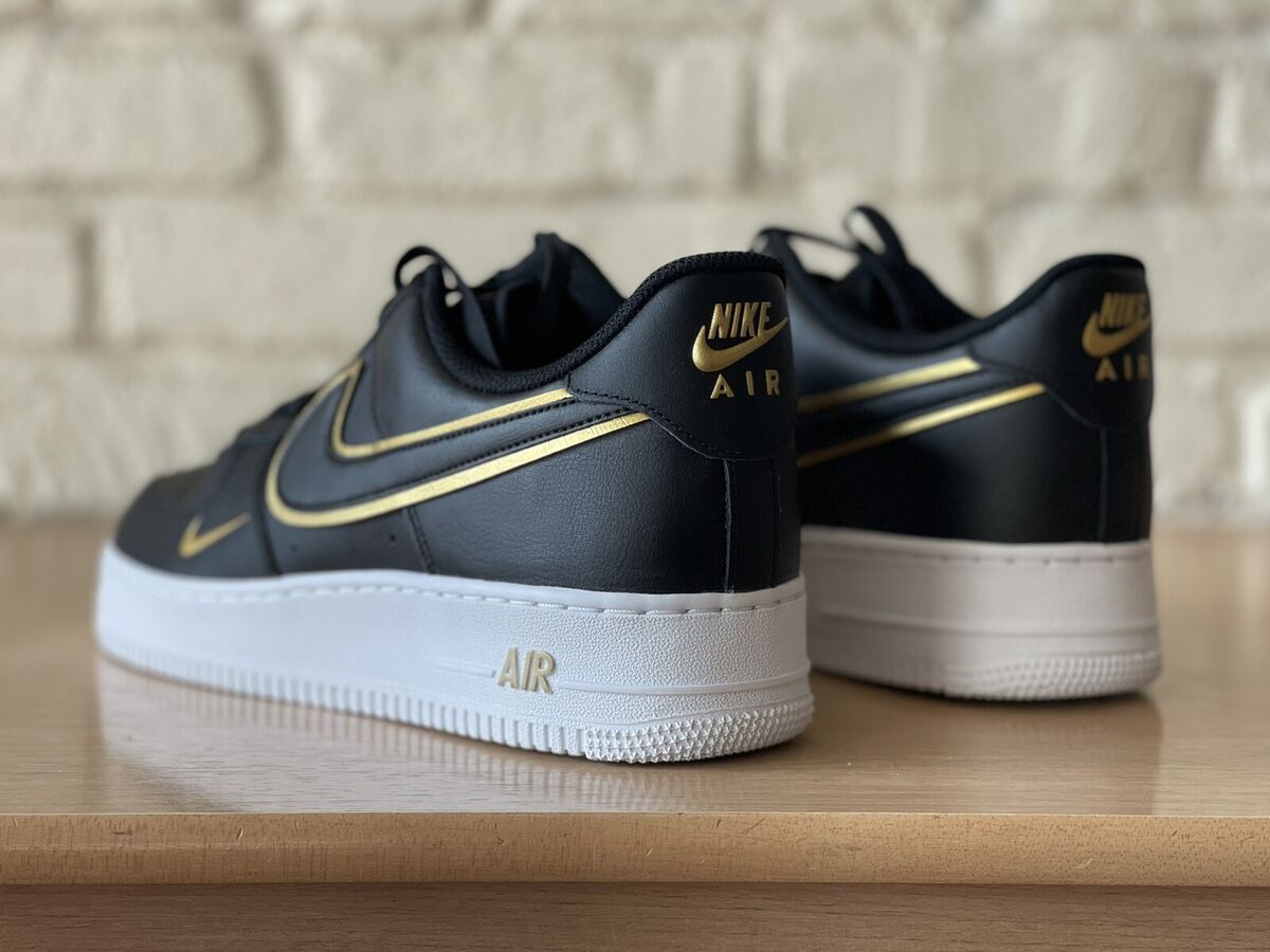 Nike Air Force 1 '07 LV8 Metallic Swoosh Pack Black Gold Nike Air Force 1 '07 LV8 Metallic Swoosh Pack Black Gold