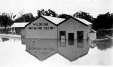 1931 The Mildura Rowing Club bajo las inundaciones del río Murray Australia FOTO ANTIGUA